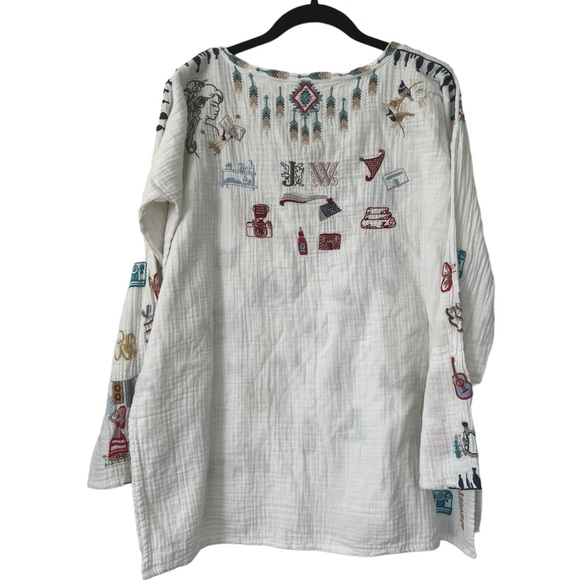 NWOT Johnny Was Rondo Blouse Americana Embroidered Blouse Top White size M - Picture 4 of 4